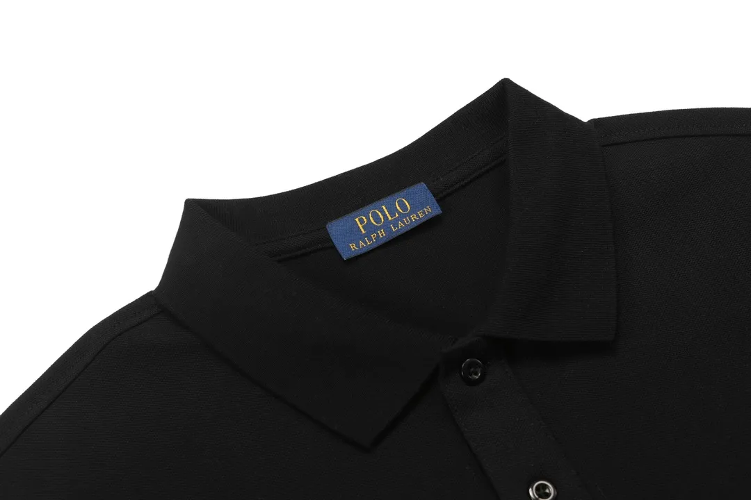 🅿️190 RALPH LAUREN 2025 new style classic polo embroidered little bee logo, same style for men and women, casual polo shirt ·Customized pique cotton fabric ·Imported Tajima machine embroidery technology ·Collar label, hangtag, main mark and three complete labels Color: black Size: M-XXXL
